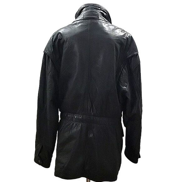 Andrew Marc Soft Black leather Field Jacket - Vintage, drawstring, Men's SZ L - Picture 8 of 15